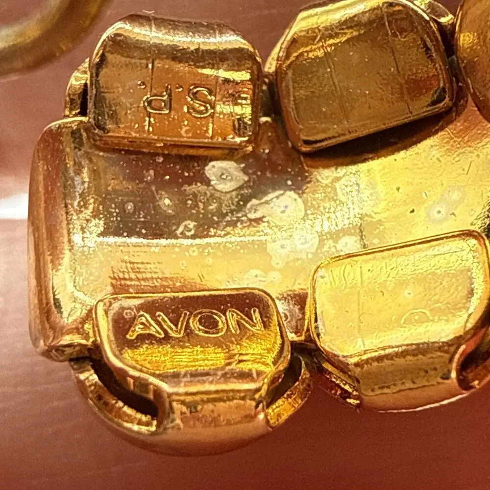 Vintage Avon SP Gold Tone Puffy Segmented Chunky Hoop Earrings Clip On 1